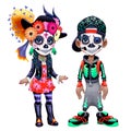 Characters celebrating the Mexican Halloween called Los Dias de Los Muertos Royalty Free Stock Photo