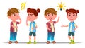 Characters Children Thinking And Understand Vector