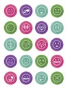 20 characters differents in color circles icons set Royalty Free Stock Photo