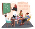 Characters In Driving School Grasp Road Rules, Defensive Driving Techniques, And Vehicle Control Skills Through Lessons Royalty Free Stock Photo