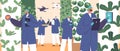 Characters Engage In Automation Of Crop Production That Involves Integration Of Technology, Robotics, And Ai