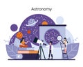 Characters engage with celestial exploration using a telescope and star charts
