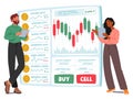 Characters Engage In Cryptocurrency Trading By Buying And Selling Digital Assets On Online Platform, Vector Illustration