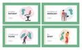 Characters Experience Phobia Of Injections Landing Page Template Set. Reaction Leading To Avoidance Behavior
