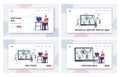 Characters Fixing Bugs on Huge Pc Landing Page Template Set. Software Development Process, Optimization, Debugging Royalty Free Stock Photo