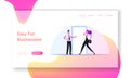 Characters Follow Business Etiquette, Good Manners Landing Page Template. Polite Office Colleagues Relations