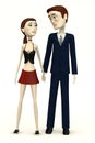 Characters holding hands - businessman and girl