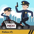 Characters police flat design