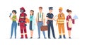 Characters professions. Factory workers business people engineer and doctor community concept. Vector career Royalty Free Stock Photo