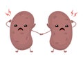 kidneyCharacters of sad and happy kidneys. Vector illustration