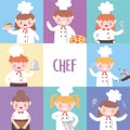 Characters set of children cooks cartoon character