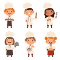 Characters set of children cooks. Cartoon mascots in various dynamic poses