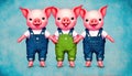 The characters from the story of the three little pigs. Royalty Free Stock Photo