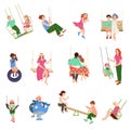 Characters On Swings Set Royalty Free Stock Photo