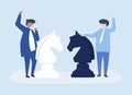 Characters of two businessmen playing chess illustration Royalty Free Stock Photo