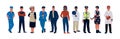 Characters of various occupations. Cartoon persons of different professions wearing professional uniform. Vector workers Royalty Free Stock Photo