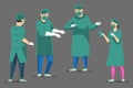 Set of doctors and nurse characters. Emergency or medical practitioners. Vector illustration.