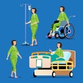 Medical rehabilitation isometric composition with doctor and patient on crutches. patient on wheelchair. Royalty Free Stock Photo