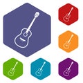 Charango icons set hexagon