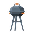 Charcoal Barbecue Grill, Equipment for Picnic Flat Vector Illustration