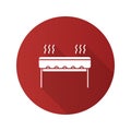 Charcoal barbecue grill flat design long shadow glyph icon