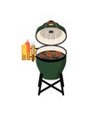 Charcoal barbecue grill with grilled sausages