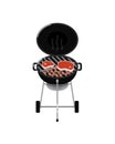 Charcoal barbecue grill with grilled steaks