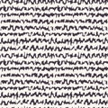 Charcoal Black Gray Squiggle Stripe Texture Background. Hand Drawn Ink Line Seamless Pattern. Organic Horizontal Irregular