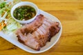 Charcoal-boiled pork neck and spicy sauce (Grilled pork)
