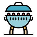 Charcoal brazier icon color outline vector