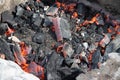 Charcoal burning in the grill. The fire in the grill. Kindle fire. Danger. Cooking Royalty Free Stock Photo