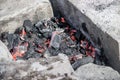 Charcoal burning in the grill. The fire in the grill. Kindle fire. Danger. Cooking Royalty Free Stock Photo