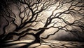 Charcoal Drawing: Twisted Branches and Shadows Generative AI image Royalty Free Stock Photo