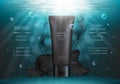 Charcoal face wash, vector realistic ads poster Royalty Free Stock Photo