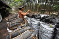 Charcoal factory worker Royalty Free Stock Photo