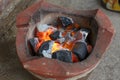 Charcoal fire closeup detail object Royalty Free Stock Photo