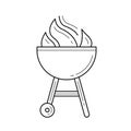 Charcoal grill vector line icon. Royalty Free Stock Photo