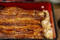 Charcoal grilled Unagi eel over rice or Japanese Unagi donburi