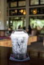 Charcoal Latte coffee in Nekoemon cafe chiang mai thailand