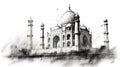 Charcoal Sketch of the Taj Mahal in India - Generative AI