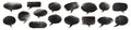 Charcoal speech bubbles. Black chalk halftone speech bubble dialog cloud, conversation social media chats message retro comic Royalty Free Stock Photo