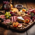 charcuterie board with an assortment of cheeses