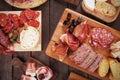 Charcuterie board with cured meats