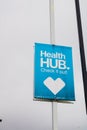 Chardon, Ohio, USA - 4-9-22: A banner advertising CVS Pharmacy's Health Hub