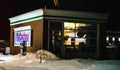 Chardon, Ohio, USA - 2-11-22: A Castrol oil changing shop at night in the winter