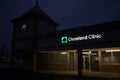 Chardon, Ohio, USA - 2-12-22: The Cleveland Clinic storefront at night