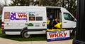 Chardon, Ohio, USA - A van from the region's country music radio station, 104.7 WKKY