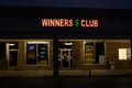 Chardon, Ohio, USA - 2-12-22: The Winners Club, electronic casino, at night
