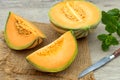 Charentais melon cut Royalty Free Stock Photo