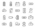 Charge Battery Black Thin Line Icon Set. Vector